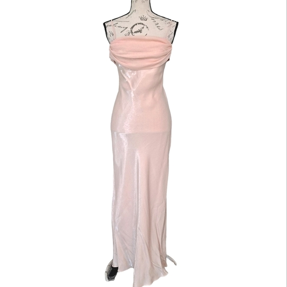 Dollar Dresses & Skirts - Dollar Pearlescent long slip baby pink evening gown sexy slip dress Size XS